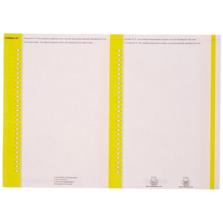 L'Oblique AZ Sachet de 10 planches d'étiquettes pour dossiers armoire Jaune