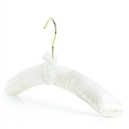 Hangerworld 4 Cintres 43cm Élégants Rembourrés en Satin Ivoire avec Nœud pour Vêtements Adultes Robes