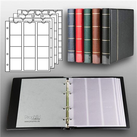 Prophila Reliure pour des Monnaies avec 4 Feuilles pour 110 pièces de Monnaie Noir