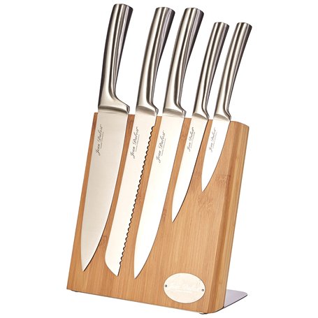 Pradel Jean Dubost 18521 Bloc Météor en Bambou Véritable + 5 Couteaux de Cusine Inox