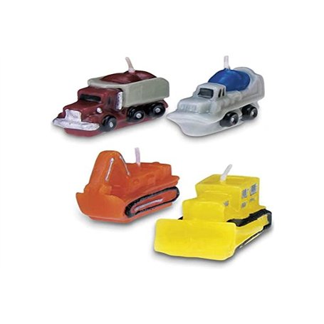 Staedter - Ensemble de 4 bougies en forme de véhicules de chantier