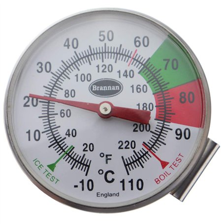 Brannan Thermomètre à lait mousseux avec sonde en acier inoxydable 175 mm et clip Barista Café
