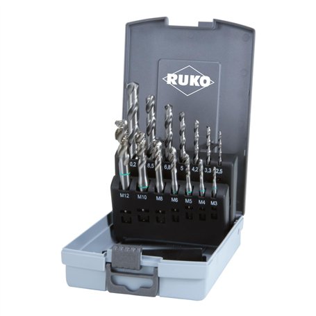 Ruko 245049RO Jeu de forets et tarauds rapides 14 pièces norme DIN 371 ou 376