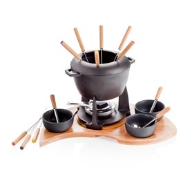 Brandani 59203 Service à Fondue en Fonte Mezzaluna avec Support Bambou Set de 17 Pièces Brandani 59203 Service à Fondue en Fonte Mezzaluna avec Support Bambou Set de 17 Pièces