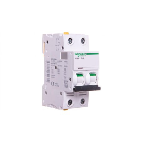 Schneider A9F05204 Disjoncteur iC60N 2P 4 A D Caractéristique Blanc