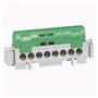 Bornier de répartition isolé IP2X terre - 1 connexion 6mm²à 25mm² - vert - L.141mm