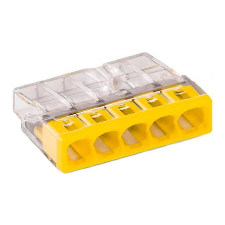 Bornes 5 entrées (0.5-2.5mm) Jaune boite de 100 pièces - WAGO - 2273-205
