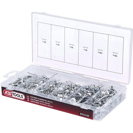 KS TOOLS 970.0150 Assortiment de rivets x400 Gris