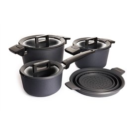 Woll 101CPI 120 CP / 124 CP /918 CP/SI 24 Ensemble de 4 Plats de Cuisson en Fonte pour Feux à Induction + Couvercle Assorti et M Woll 101CPI 120 CP / 124 CP /918 CP/SI 24 Ensemble de 4 Plats de Cuisson en Fonte pour Feux à Induction + Couvercle Assorti et M