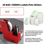 30 Rouleaux 15000 Pièces étiquettes Prix Autocollants 21x12mm Simple Rangée étiquette Papier étiquettes de Prix pour MX5500 Pist
