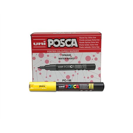 Uni-Ball Posca Marqueur Pointe Extra Fine - Jaune (Lot de 12)