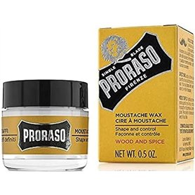 Proraso | Cire à moustache Wood & Spice (pot de 15 ml) – Cire moustache au beurre de karité et à la cire d'abeille pour soigner