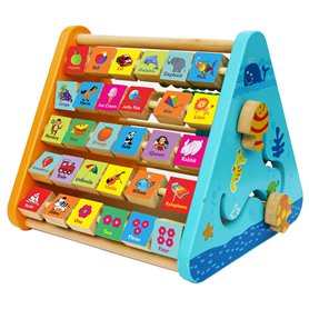 TOWO Centre activité bébé multijeux Montessori - Triangle activité en bois - Boulier, Alphabet , labyrinthe, Horloge - Cadeau en TOWO Centre activité bébé multijeux Montessori - Triangle activité en bois - Boulier