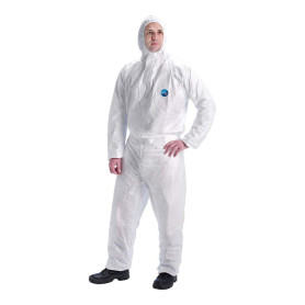 DuPont Tyvek 400 Dual | Vêtement de Protection Chimique, Catégorie III, Type 5 et 6 | Devant en Tyvek |Dos en SMS | Blanc | Tail DuPont Tyvek 400 Dual | Vêtement de Protection Chimique