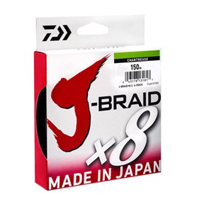 Daiwa J-Braid 8 Braid 150m Vert foncé - Ligne de pêche tressée - Chartreuse, DM: 0,13mm Daiwa J-Braid 8 Braid 150m Vert foncé - Ligne de pêche tressée - Chartreuse