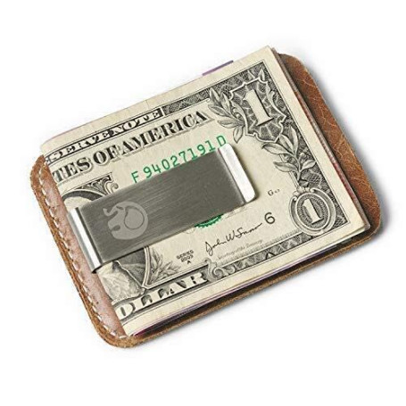 Visa Pince à billets en cuir véritable de vachette avec clip en cuir