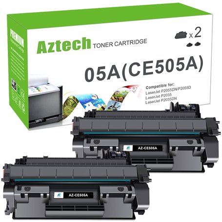 Aztech Cartouche de Toner Compatible pour HP CE505A 05A 05X CE505X CE505D Laserjet P2055DN P2035 P2055 P2030 P2035N P2050 P2055D