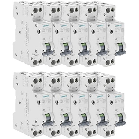 Lot de 10 Disjoncteurs électriques phase + neutre 20A