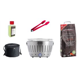 LotusGrill Kit de Démarrage 1x LotusGrill Inox 1x Charbon de bois de hêtre 1kg,1x Pâte brûlante 200ml,1x Pinces à saucisses Roug LotusGrill Kit de Démarrage 1x LotusGrill Inox 1x Charbon de bois de hêtre 1kg