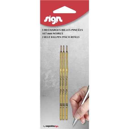 3 Recharges Bille SOLVEIG - 107mm - Noir