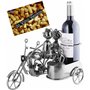 BRUBAKER - Porte-Bouteille de vin - Couple & Chien à Moto Side-Car - Sculpture en Métal - Carte de voeux INCL. - Idée Cadeau Ori