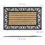 Relaxdays Paillasson fibres de coco tapis de sol rectangle résistant rayé fleur 75x45 cm antidérapant, nature/noir, 80 x 150 cm