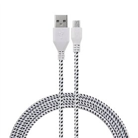 Cable USB micro GOTO Design 1M en nylon tressé pour smartphones android, Samsung, Huawei, Sony, HTC et autres - Blanc Cable USB micro GOTO Design 1M en nylon tressé pour smartphones android