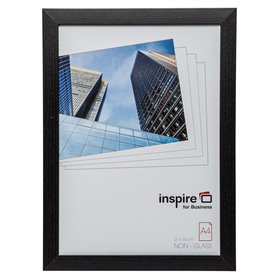Hampton Frames | Cadre photo A4, bois noir, 21 x 29,7 cm | Plexiglas sécurisé, fixation murale ou autonome, orientation portrait Hampton Frames | Cadre photo A4