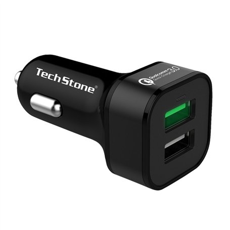 TechStone Chargeur de Voiture Quick Charge 3.0 Double Port USB Adaptateur Portable 36W pour téléphone XS/Max/XR/X/8/7/6/Plus