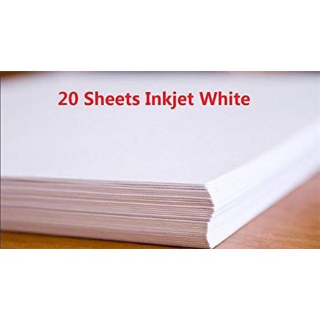 Rolurious 20 feuilles de papier de transfert de décalque de toboggan A4 blanc pour imprimante à jet d'encre