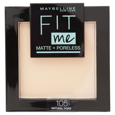 Maybelline New York - Poudre Compacte Fit Me Matte & Poreless - Peaux normales à grasses - 105 Ivoire Naturel - 9 g