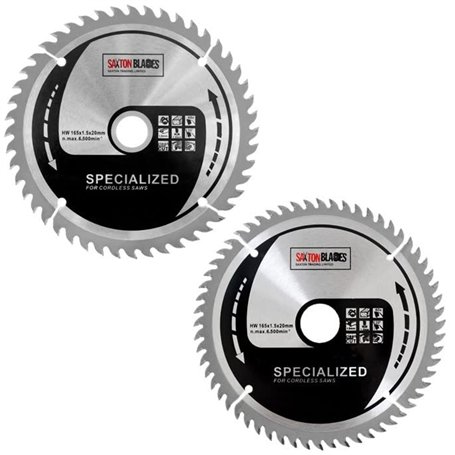 Saxton Lame fine de scie circulaire TCT 165 mm (Pack B) pour scies sans fil Dewalt