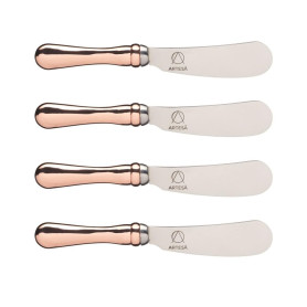 Artesà Ensemble de couteaux à beurre avec poignées en or rose, paquet de 4, couteaux pour étaler le fromage, les craquelins, le  Artesà Ensemble de couteaux à beurre avec poignées en or rose
