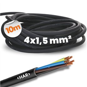 10 mètres Lapp 16001233 Câble en caoutchouc H07RN-F 4x1,5 mm² avec conducteur de protection I Câble résistant aux UV pour l'exté 10 mètres Lapp 16001233 Câble en caoutchouc H07RN-F 4x1