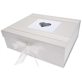WHITE COTTON CARDS Alphabetics Grande boîte à Souvenirs, cœur Gris, Tableau Blanc, Multicolore, 27,2 x 32 x 11 cm WHITE COTTON CARDS Alphabetics Grande boîte à Souvenirs