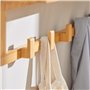 SoBuy FHK06-N Étagère Porte-Serviette Porte-Manteau Mural Penderie Patère Murale en Bambou avec Étagère et 6 Crochets - L90 x P1
