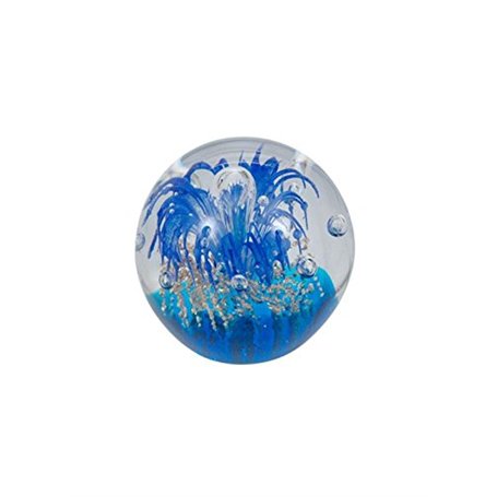 Rêve Boule 232 (Grand 9–10 cm) Fleur bleue sur raison – Boule de verre