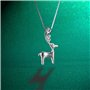 Pendentif Collier pour Femmes Fille Dame Adolescent Bijoux en Argent Sterling 3D Rennes Cerf Meilleur Cadeau pour Vous et Ami