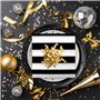 Lot de 150 serviettes de table jetables en papier - Pour anniversaire d'enfant - 2 plis - Motif rayé noir et blanc - Dépliées -
