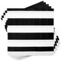 Lot de 150 serviettes de table jetables en papier - Pour anniversaire d'enfant - 2 plis - Motif rayé noir et blanc - Dépliées -
