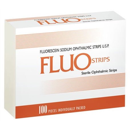 100 Bandelettes Fluo Ophtalmiques Colorées Fluorescéine Sodique U.S.P Bio Glo Fluorets Sans Correction