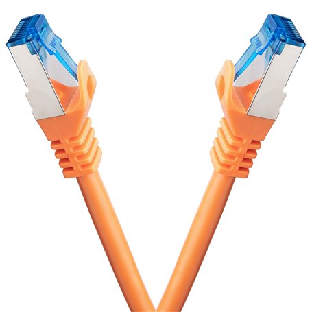 BIGtec cable ethernet 2 pièces - 2m CAT 7 cable rj45 LAN câble internet gigabit CAT7 Câble réseau orange