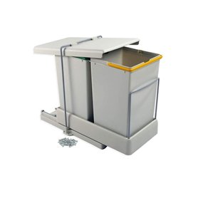 EMUCA 8077221 - Contenedores de reciclaje Emuca de fijación inferior y extracción automática con 2 vasos de 14 litros EMUCA 8077221 - Contenedores de reciclaje Emuca de fijación inferior y extracción automática con 2 vasos de 14 litros