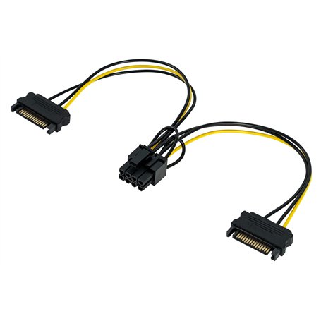 POPPSTAR 1x Adaptateur câble dédoubleur d'alimentation PCI-Express pour carte graphiques(2x connecteur alimenrtation Sata 15 bro
