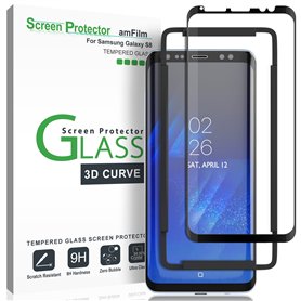 amFilm Verre Trempé Protection écran pour Galaxy S8, Zéro Bulle (Courbes 3D) Film Protecteur D'écran pour Samsung Galaxy S8 (Noi amFilm Verre Trempé Protection écran pour Galaxy S8