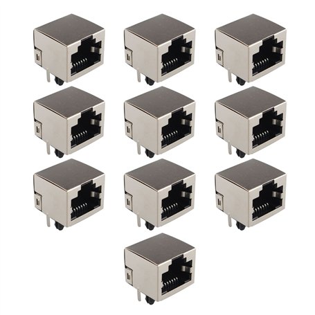 Futheda 10 Pcs Prise Jack RJ45 8P8 C PCB Montage Réseau Connecteurs Ethernet Coupleurs à 180 °