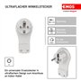 EMOS - fiche coudée Extra-Plate avec Languette - fiche Schuko Plate avec poignée Rabattable - 250 V, 16 A, 3 680 W - pour câble 