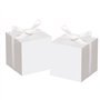 Awtlife Lot de 50 boîtes à friandises Blanches avec 50 Rubans pour décoration de fête de Mariage 5 cm
