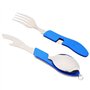QitinDasen 2Pcs Prime 4 en 1 Couverts Pliant, Couverts Camping en Acier Inoxydable, Couverts Multifonction Pliant Couteau Fourch