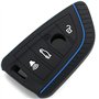 Finest-Folia - Coque en Silicone BE pour clé de Voiture à 4 Boutons - Noir et Bleu